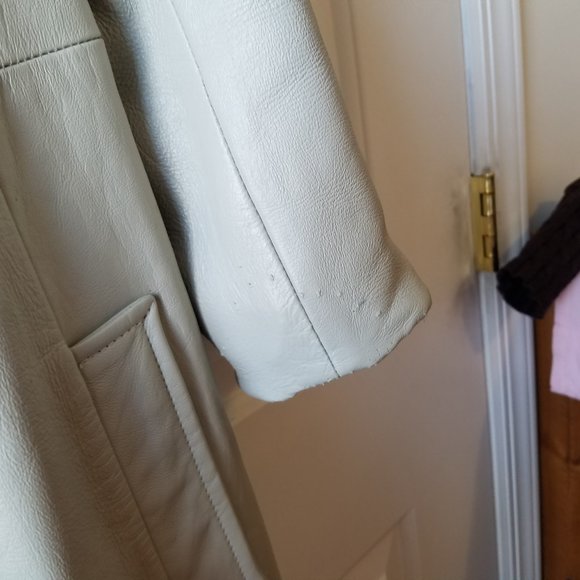 Vintage Dove Gray Leather Coat . Small / medium. - Picture 14 of 15